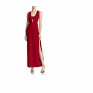 Aqua Band Detail Cutout Gown color: Wine